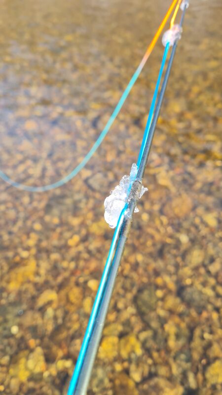 Rod rings froze within minutes on Saturday afternoon, making casting impossible.
