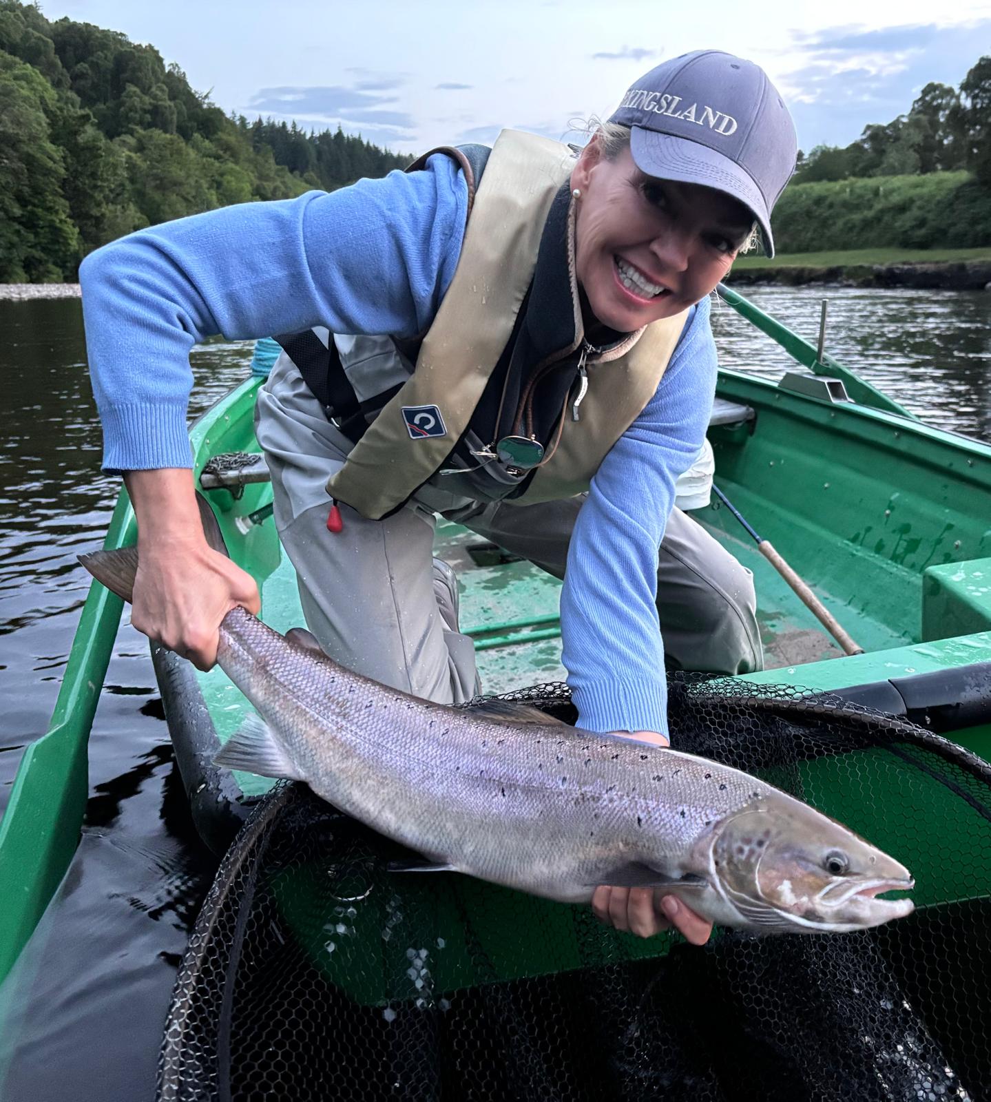 Mrs Susan Simmonds with a salmon from the Long Pool at Knockando